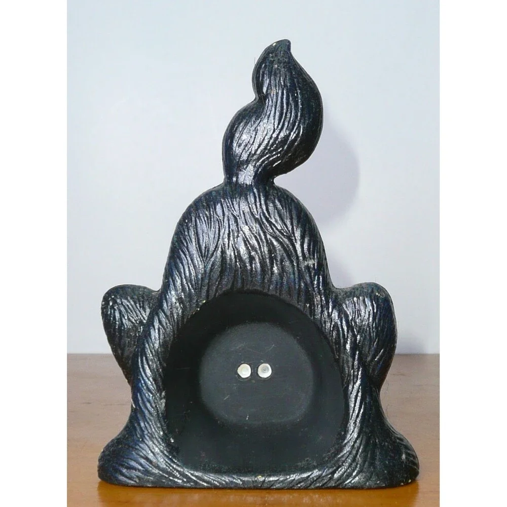 VTG Lot 3 Halloween Figurine Hand Painted Ceramic Witch Cauldron Ghost Black Cat